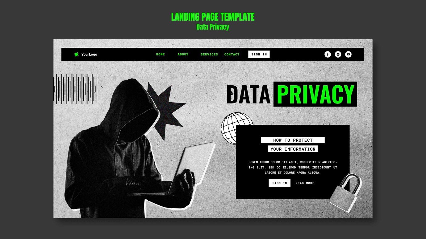 flat design data privacy template 23 2149325810